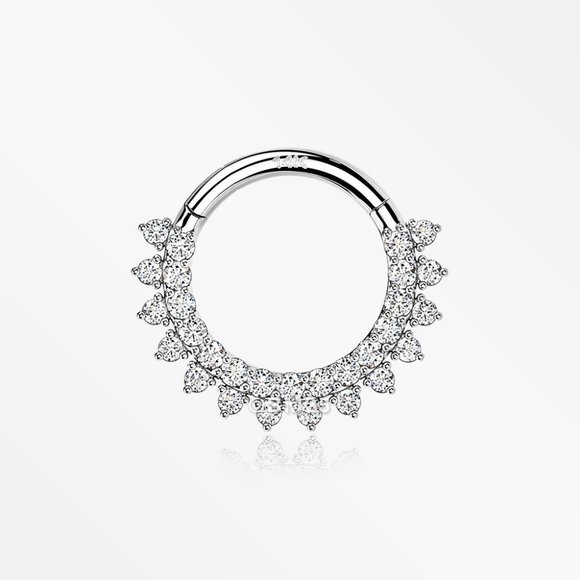 14 Karat White Gold Double Lined Brilliant Sparkle Seamless...